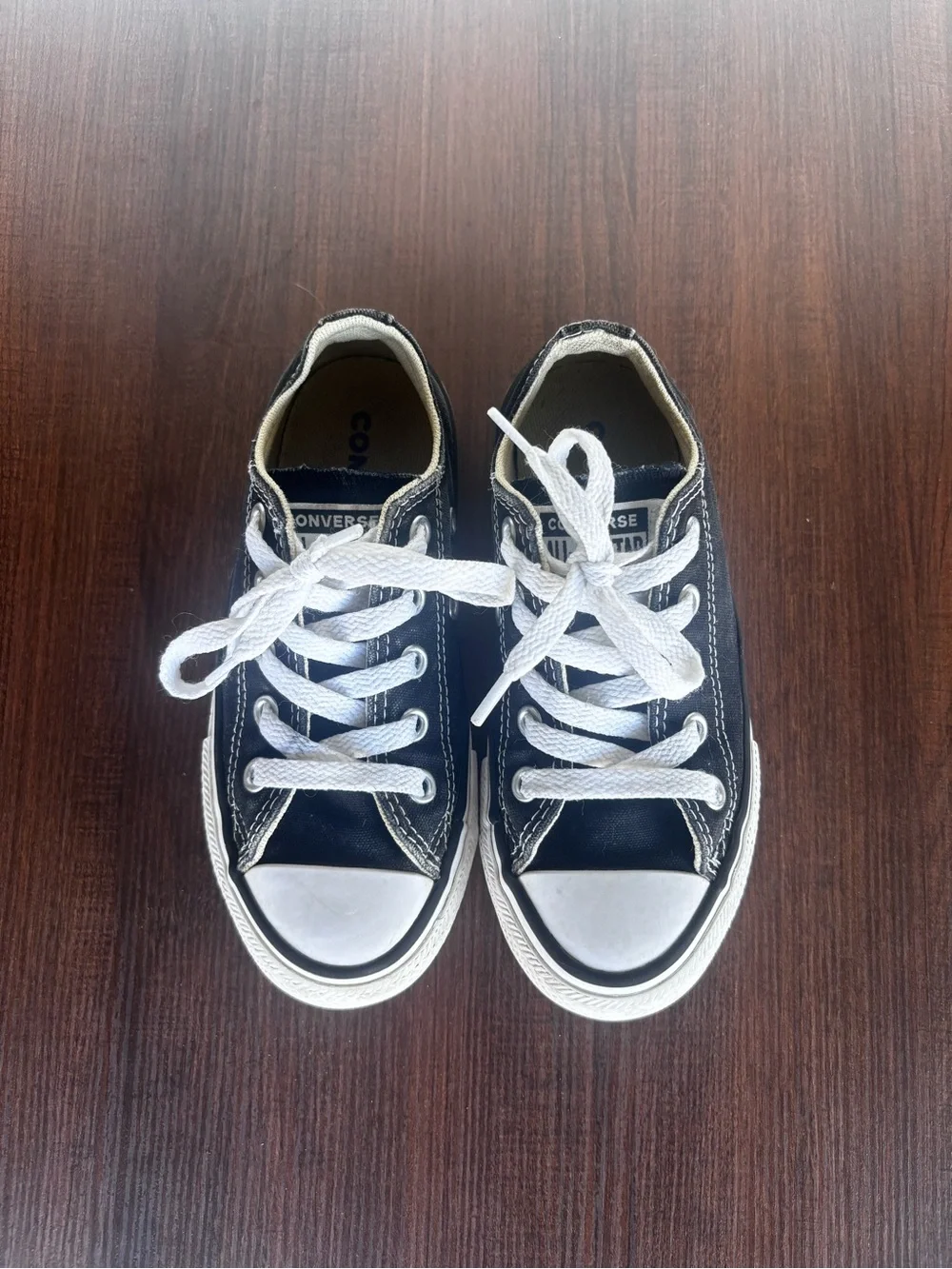 Converse: Classic Black Canvas Kids Sneakers with White Laces